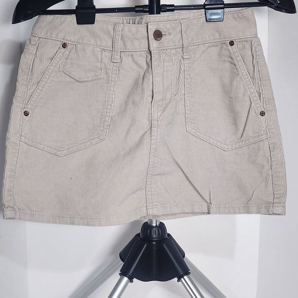 Vintage Gap Y2K Beige/Khaki Corduroy Mini Skirt Womens XS Boho Utility Pockets